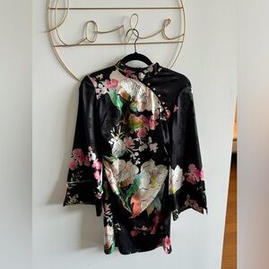 Zara floral pattern long sleeve dress